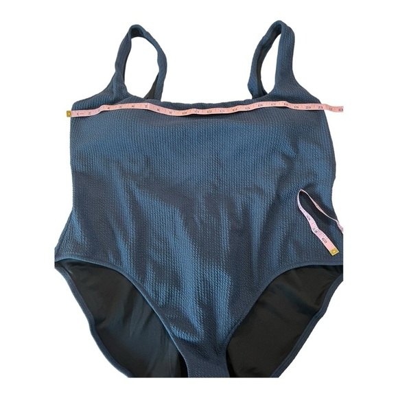 J.Crew Navy Textured Squareneck High Cut Leg One-Piece Swimsuit Size 24 NEW Plus - Picture 7 of 14